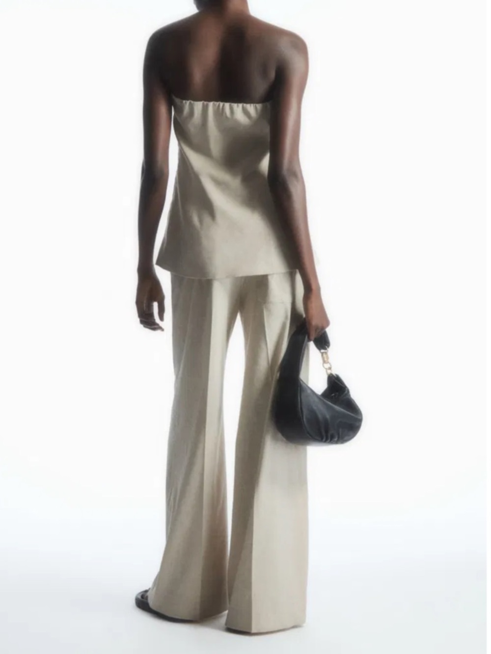 COS Strapless Top + Wide-Leg Pant in Light Beige (matching 2-piece linen set) - Picture 3 of 13